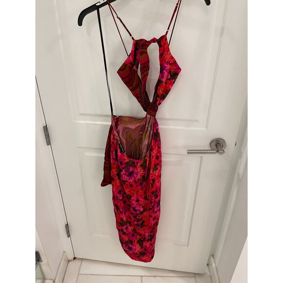 NWT For Love & Lemons Rita Midi Dress Funky Floral Asymmetrical Sz SMALL Cut Out - Picture 6 of 11
